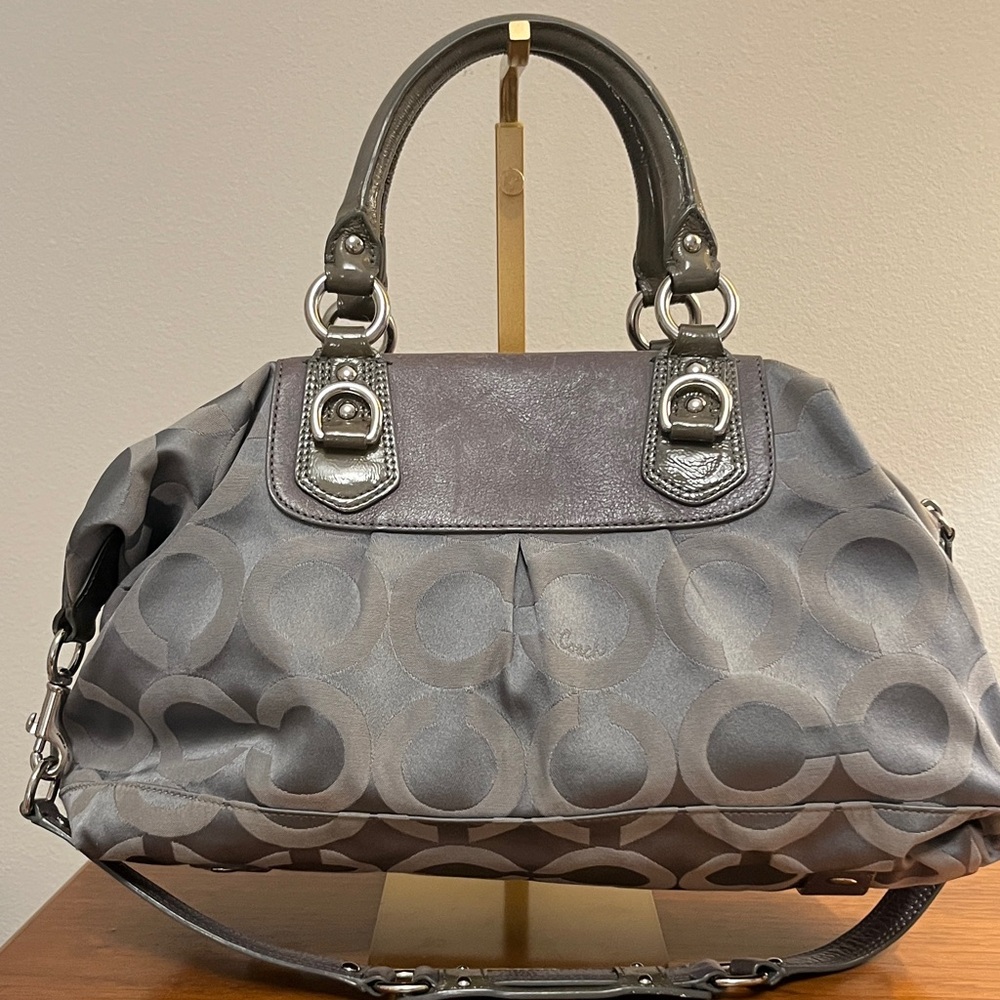 Coach Madison Op Art Dark Grey Sabrina Satchel - Picture 6 of 16